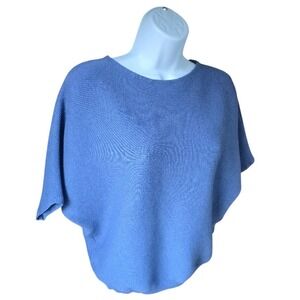 THE RESET R Label Batwing Linen Blend Sweater Women XS Blue Coastal Minimalist